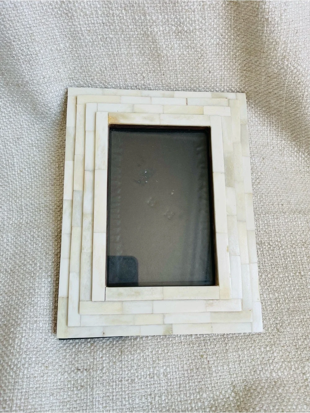 Vintage Buffalo Bone Wood Mosaic Inlay Picture Frame Fits 4x6